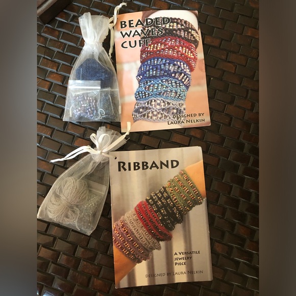 2 DIY complete Beaded Waves Cuff Bracelet Kits by Nelkin Designs.Moonless/Silver - Picture 1 of 9